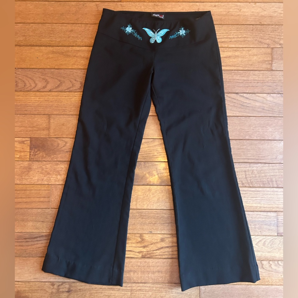 Y2K butterfly embroidered flared pants